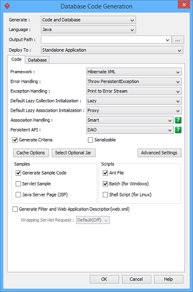 Database code generation