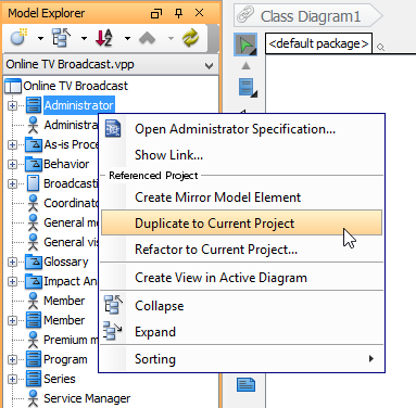 Duplicate a model element