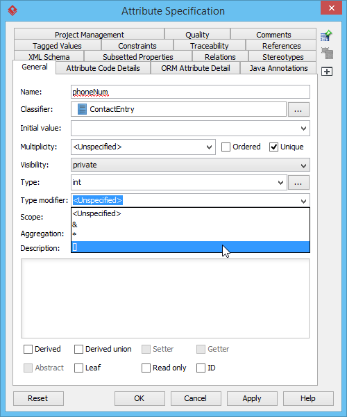 Selecting [] as Type Modifier