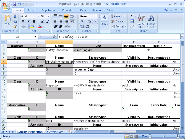 Renaming class in Excel