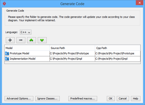 The mappings between models and source paths are defined