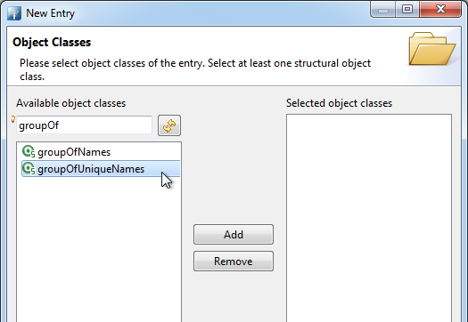 Selected groupOfUniqueNames