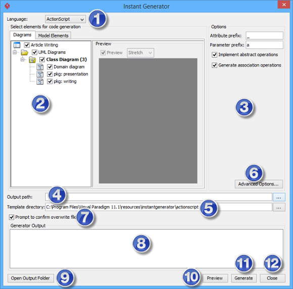 Overview of instant generator window