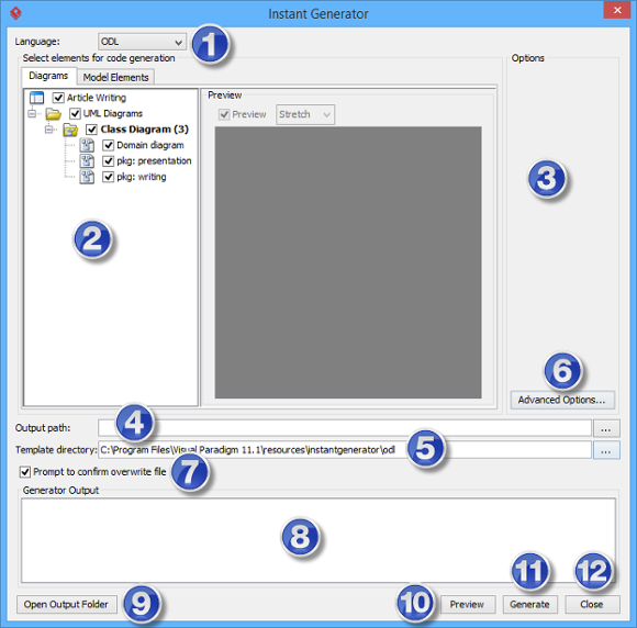 Overview of instant generator window