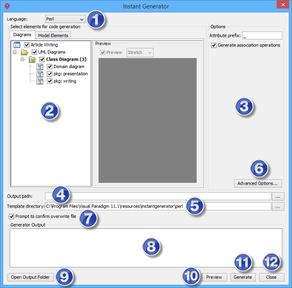 Overview of instant generator window