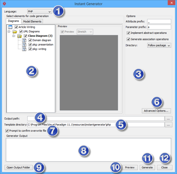 Overview of instant generator window