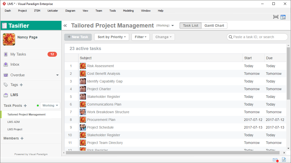 Task Management for Process Activities