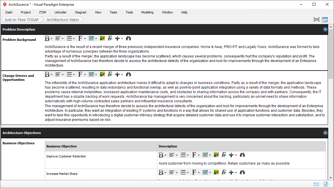 Form-based TOGAF Deliverables