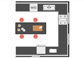 Kitchen with center island floor plan template