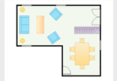 L-shaped dining room floor plan template