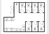 Larger public restrooms floor plan template