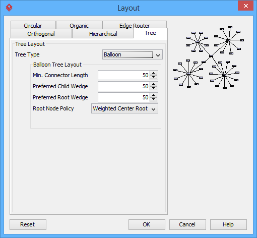 Balloon Tree Layout setting