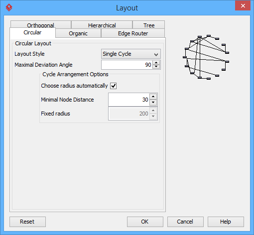 Single Cycle Circular Layout setting