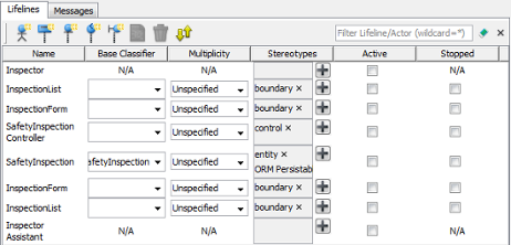 Lifelines pane in quick editor