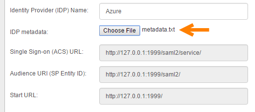 IDP metadata uploaded