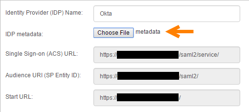 IDP metadata uploaded