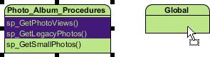 Drag procedure towards the target procedures container