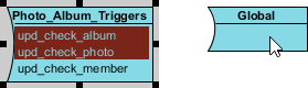 Drag trigger towards the target triggers container