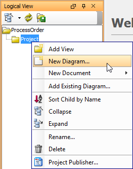 Select New Diagram... from the pop-up menu