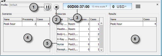 An overview of Simulation Control Panel while simulating