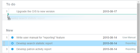 Dragging a task to another list