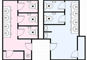 Public restrooms floor plan template