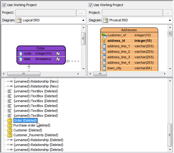 Select a node in the result pane