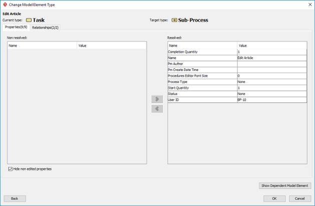 Change Model Element Type