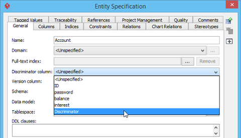 Select discriminator column