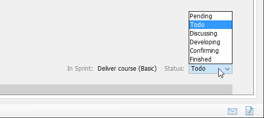 To select a status for a user story