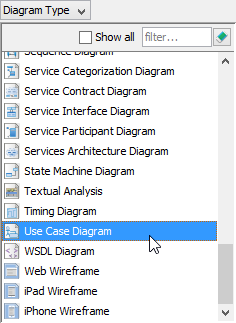 Selecting a use case diagram