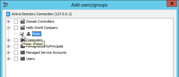 Select users to add to DS Connector Console