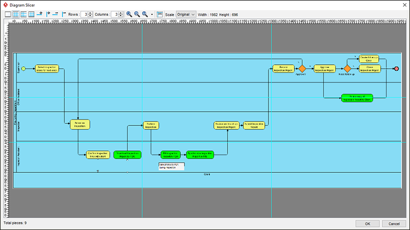 Slice output into pieces, in desired size