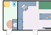 Small home office with bathroom floor plan template