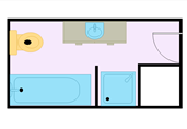 Small narrowed bathroom floor plan template