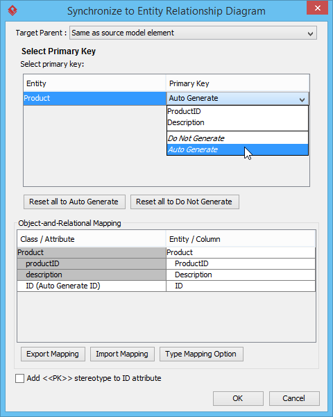 Selecting the way to map primary key