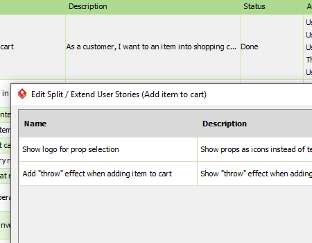 Splitting user story