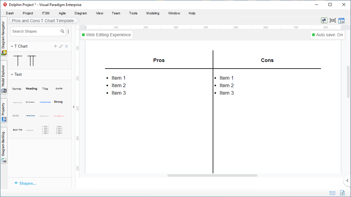 T Chart Tool