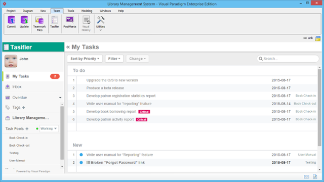 Tasifier running in Visual Paradigm