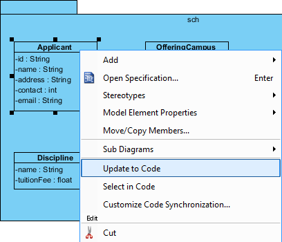 Update source file from UML class