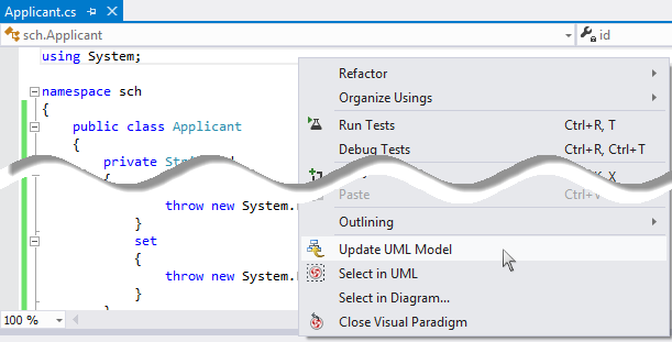 Update UML model from source file