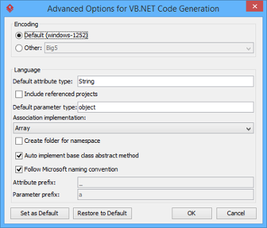 Advanced Options window